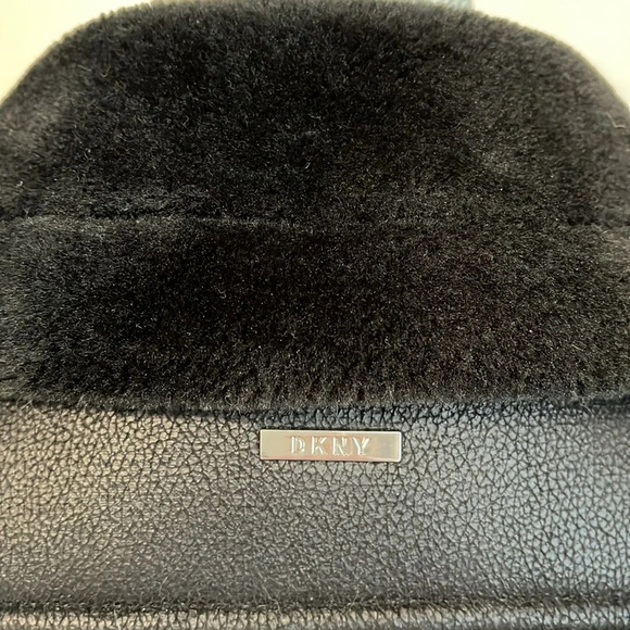 DKNY Wool Faux Fur Long Coat Zipper Closure, Size S - Picture 5 of 14